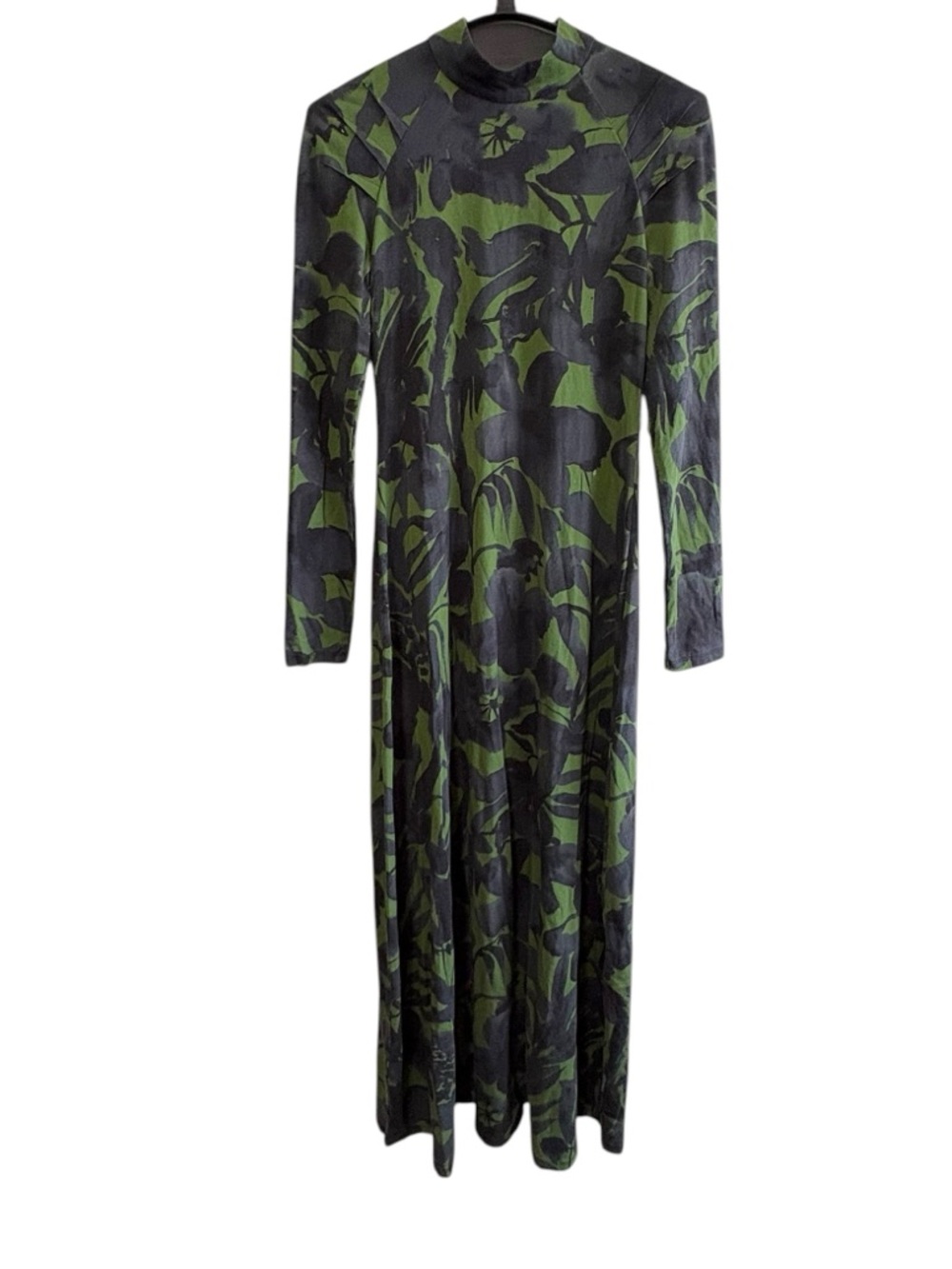 Untitled In Motion Size Medium Green Black Speculus Long Sleeve Midi Dress